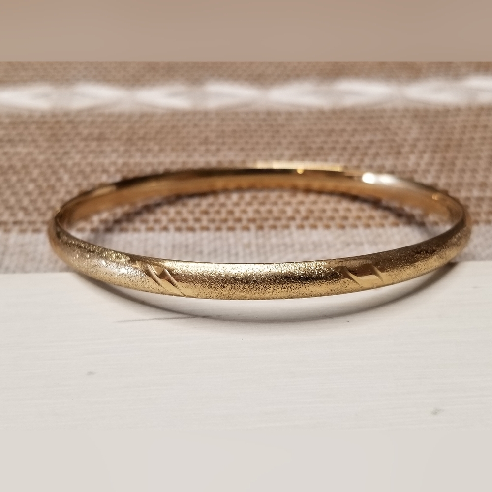 10K Gold Sandblast Bangle Bracelet